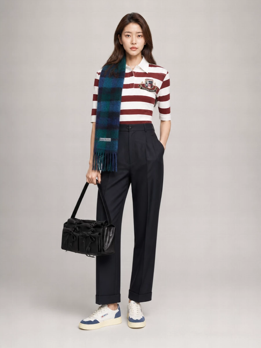 Acne Studios Striped Slim-Fit Short-Sleeve Polo Shirt