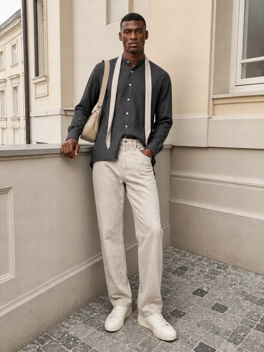 Jacquemus shirt stone jeans tods sneakers
