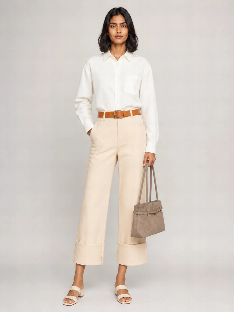 Weekend Max Mara Cotton High-Rise Wide-Leg Cropped Trousers