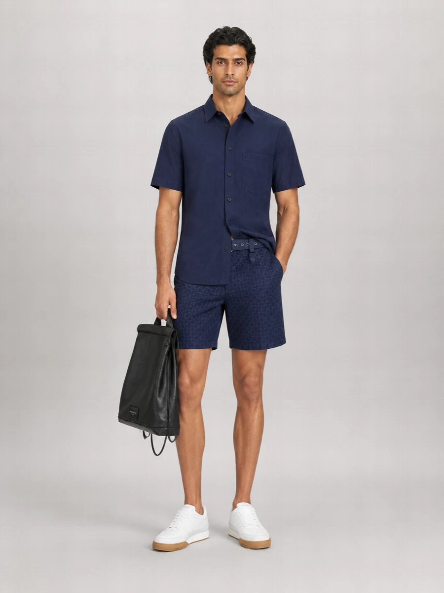 Givenchy Denim Logo Print Drawstring Deck Shorts