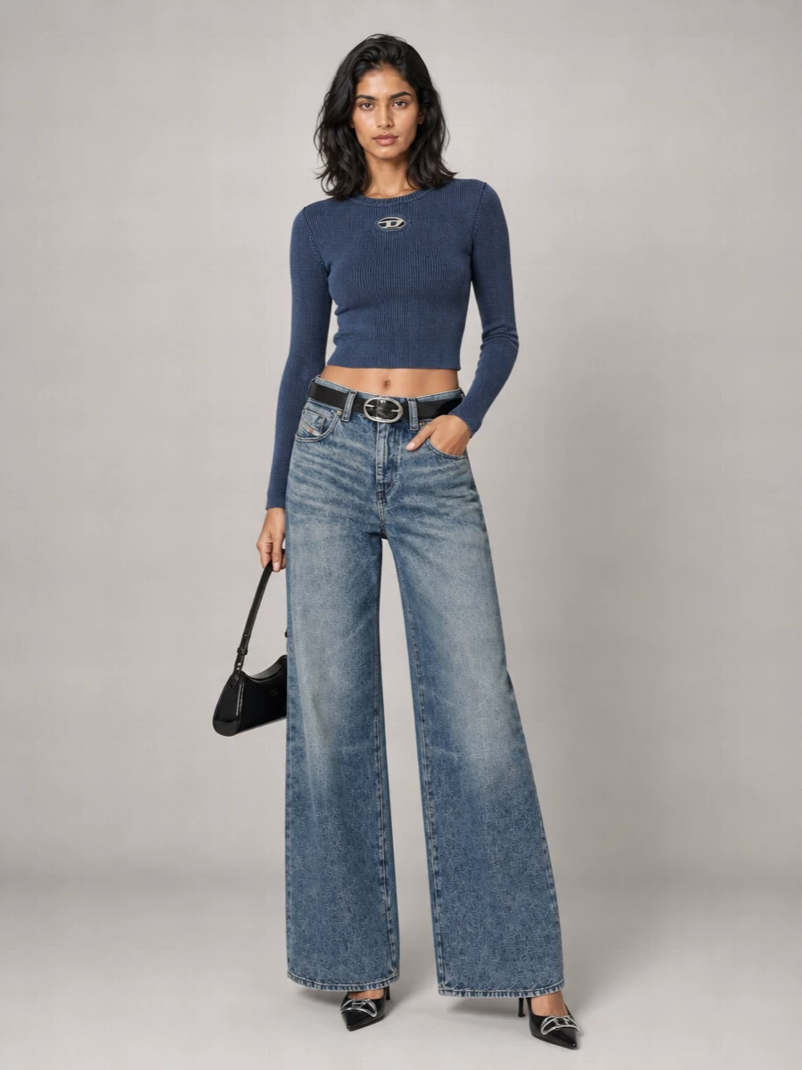 Diesel Denim High-Rise Wide-Leg Jeans