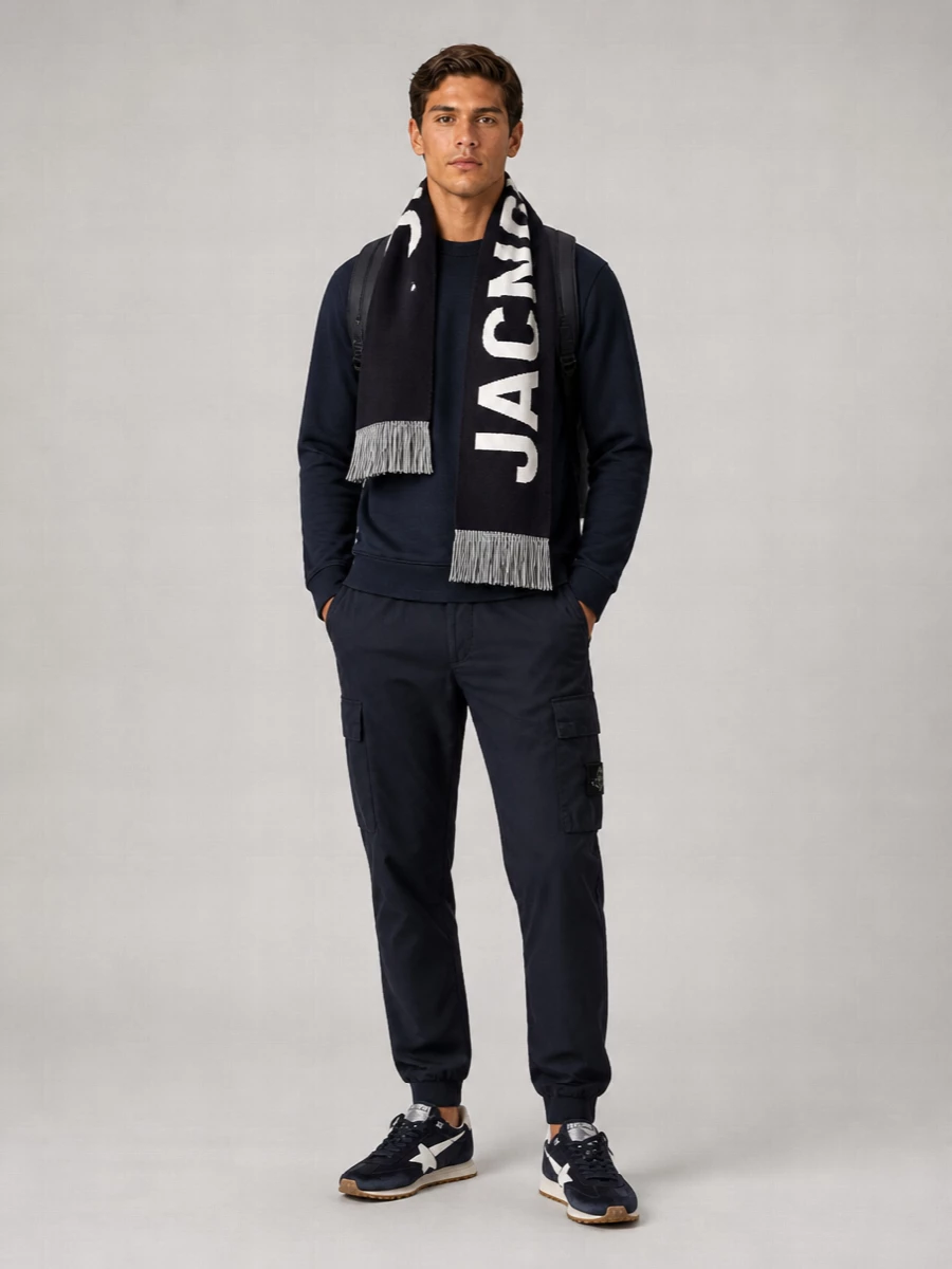 Jacquemus Virgin Wool Logo Fringed Scarf