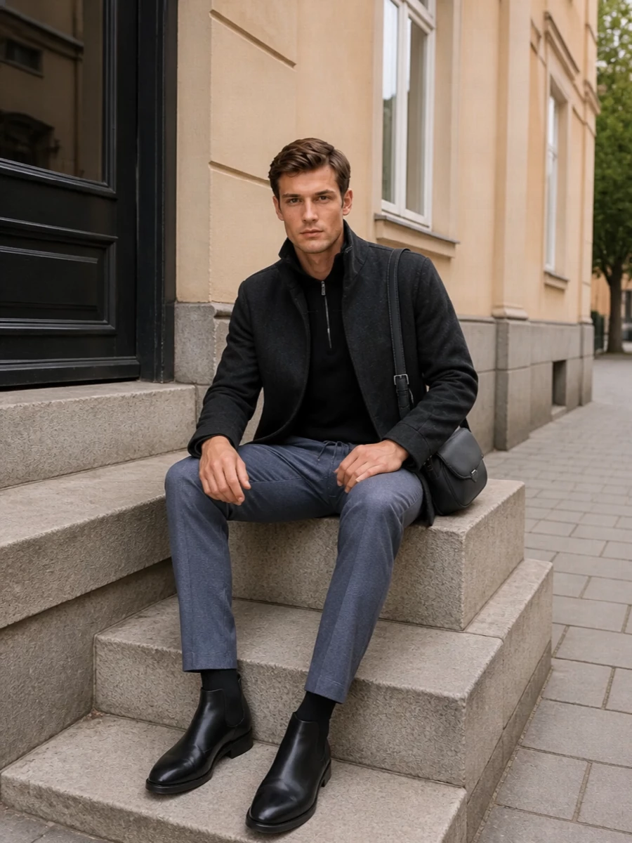 Lardini blouson drawstring trousers chelsea boots