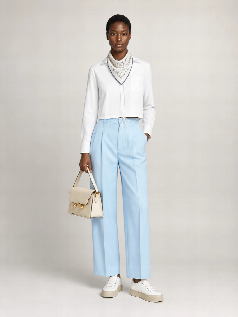 Marni Cotton Cropped Oversized Long-Sleeve Shirt