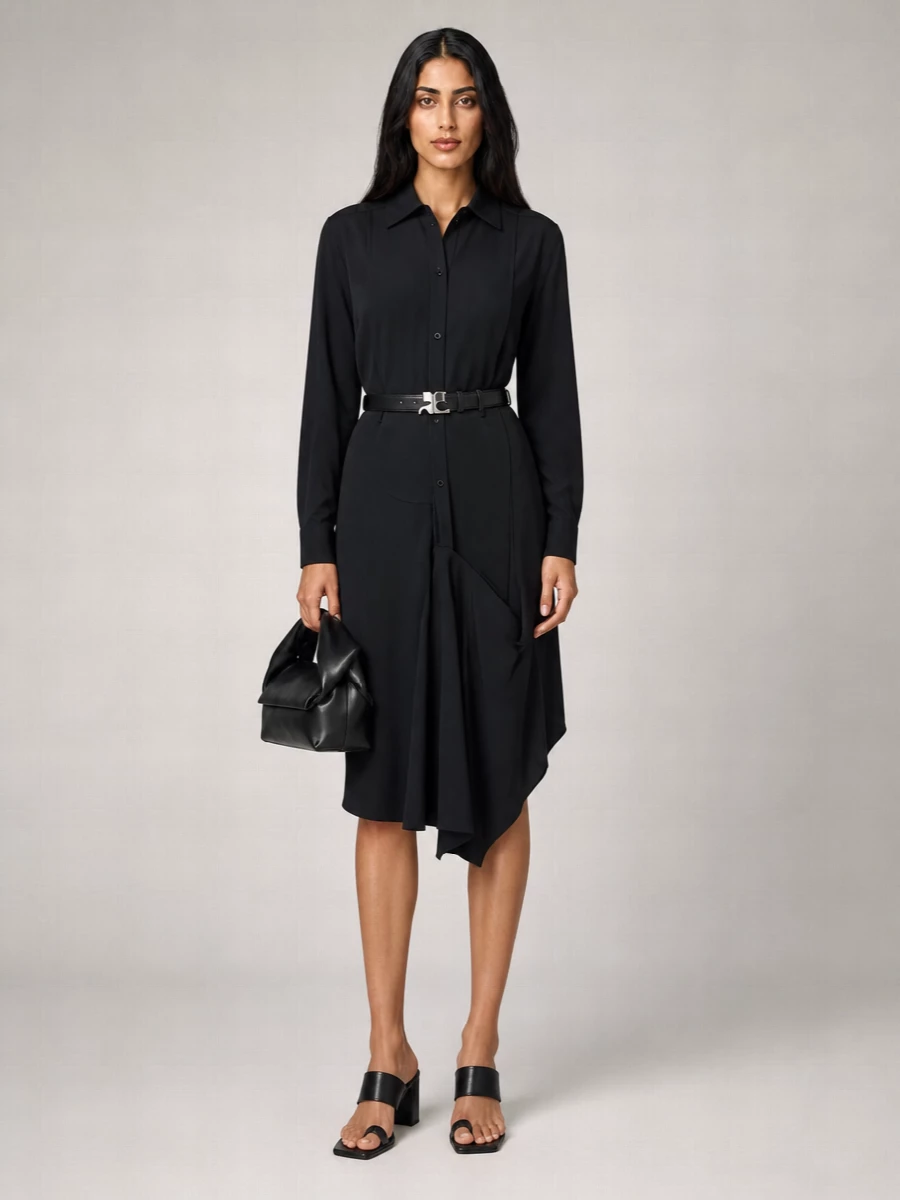 Jw Anderson Silk Draped Midi Dress