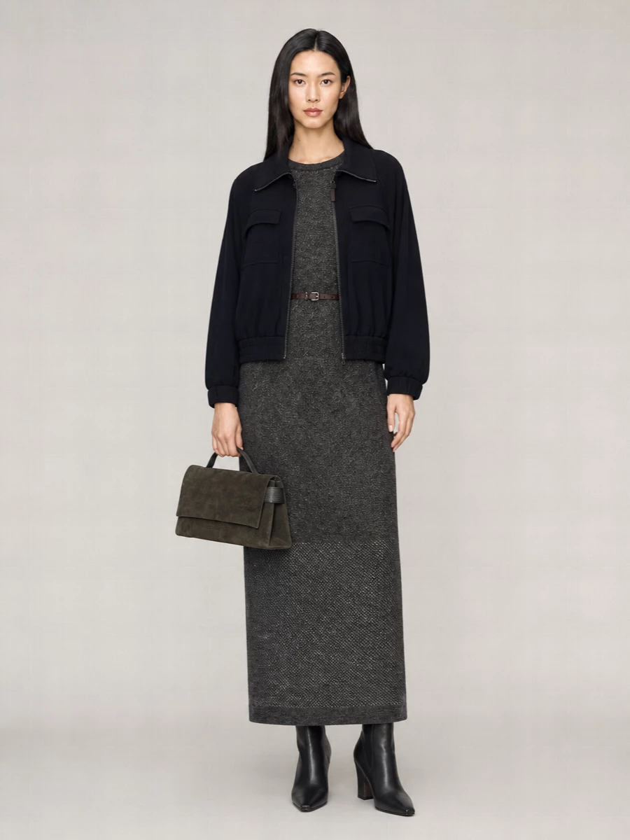 Brunello Cucinelli Cotton Silk High Neck Zip Sweatshirt