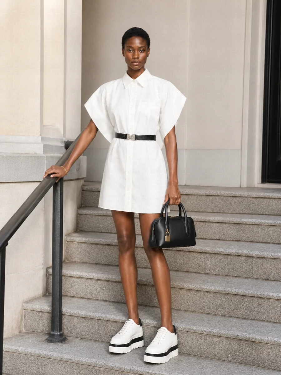 Stella mccartney white shirt dress flatform outfit