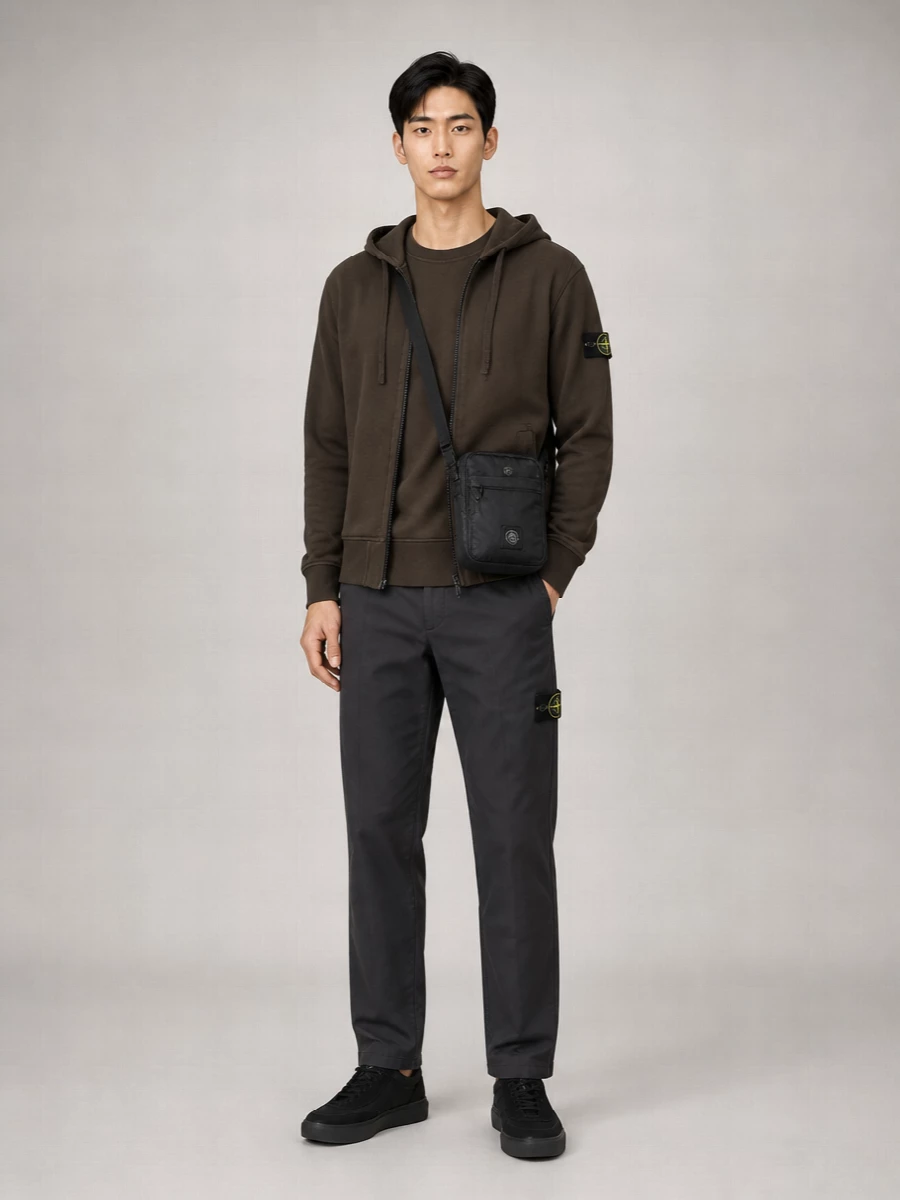 Stone Island Oversized Cotton Zip-Up Hooded Jacket