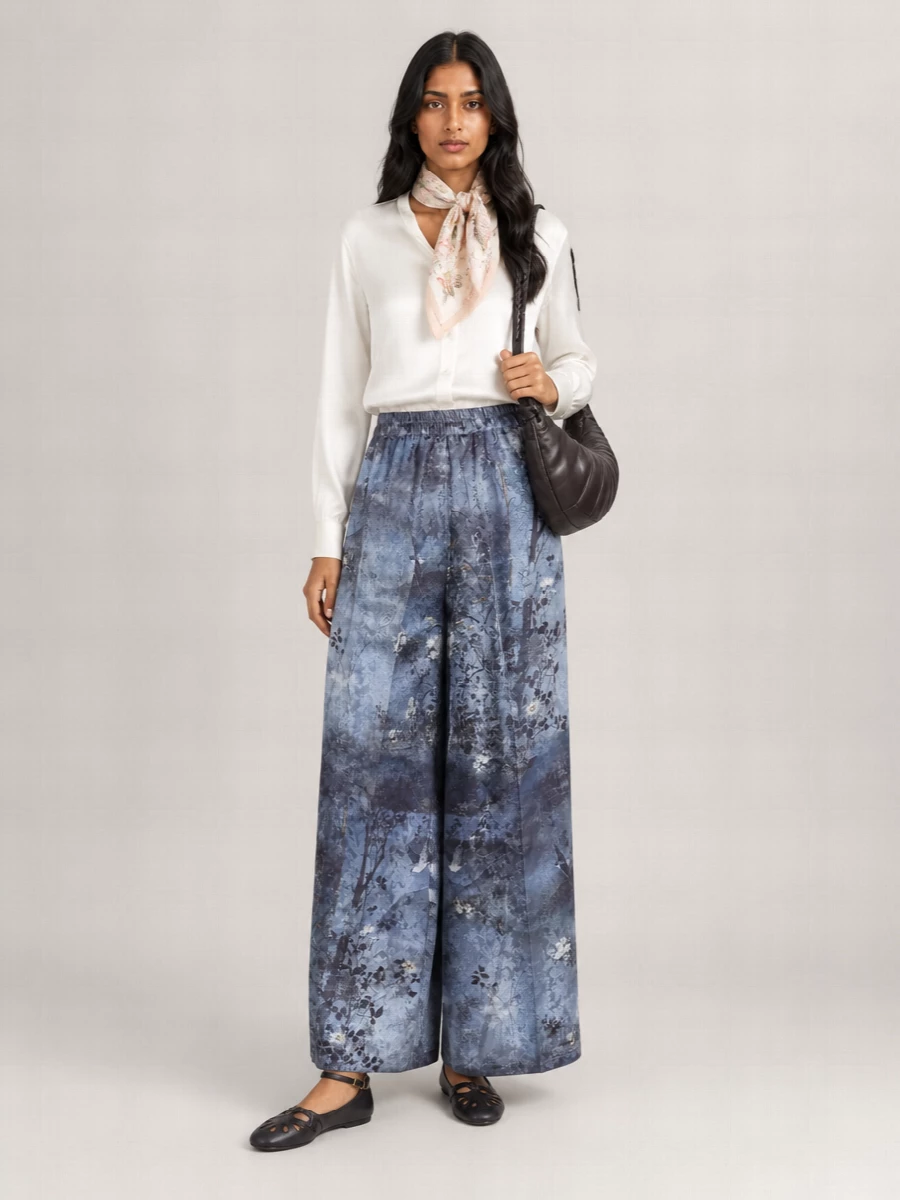 Pierre Louise Mascia Silk Wide-Leg Trousers