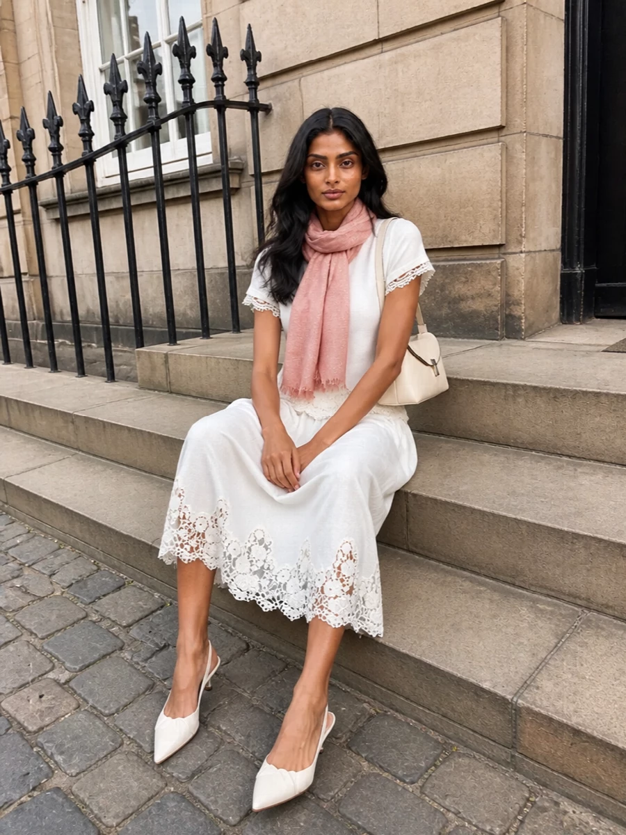 Ermanno firenze lace tee alberta ferretti ivory midi