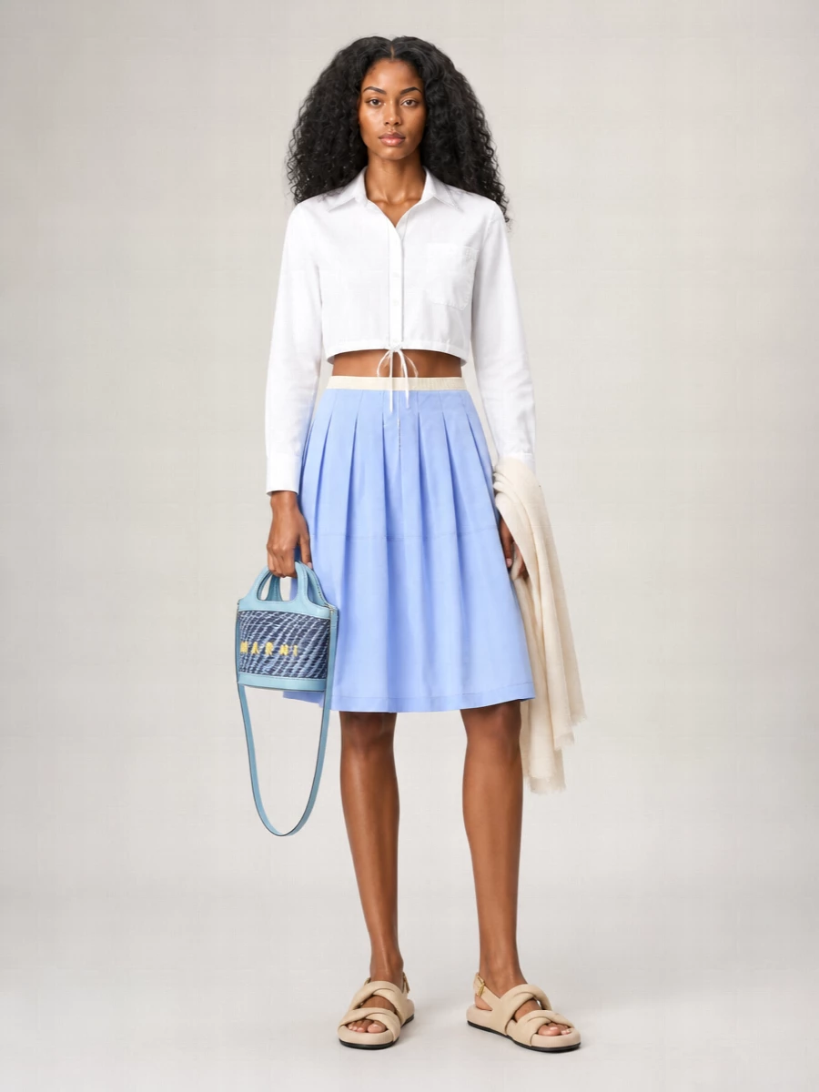 Marni Pleated Cotton Skirt