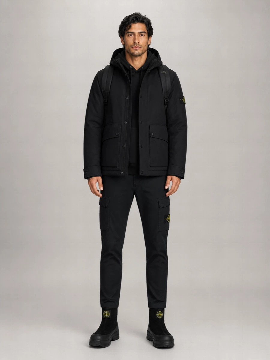 Stone Island Wool Blend Padded Coat