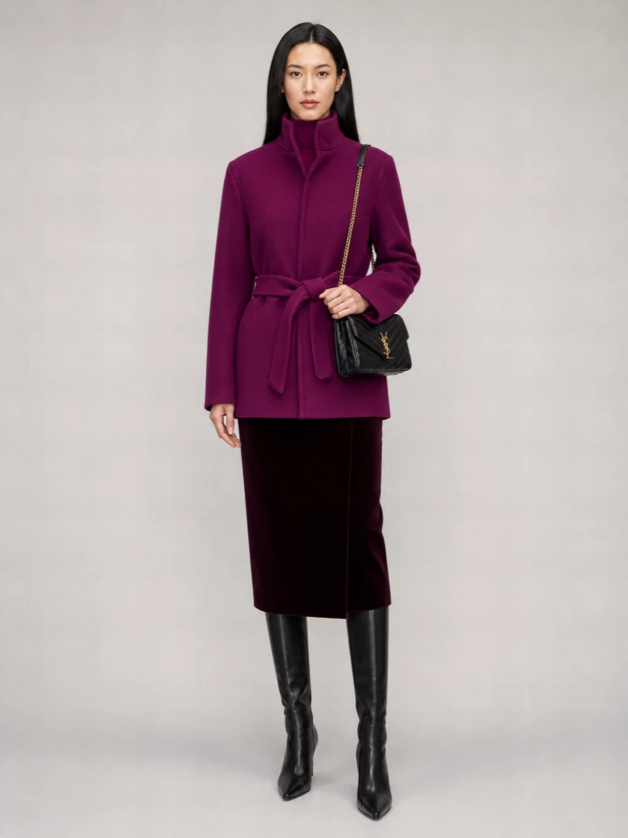 Saint Laurent Wool Belted Single-Breasted Coat