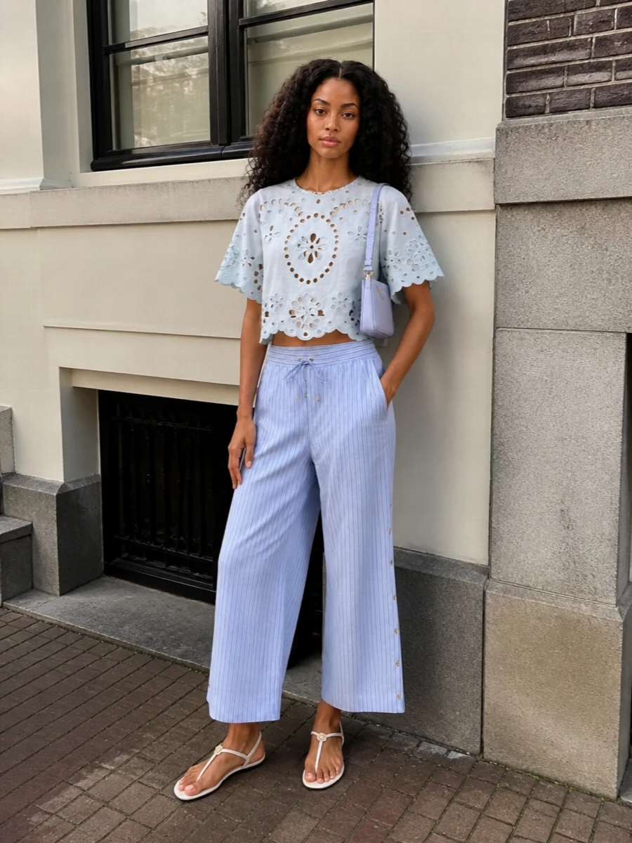 Zimmermann striped pants prada sandals bag