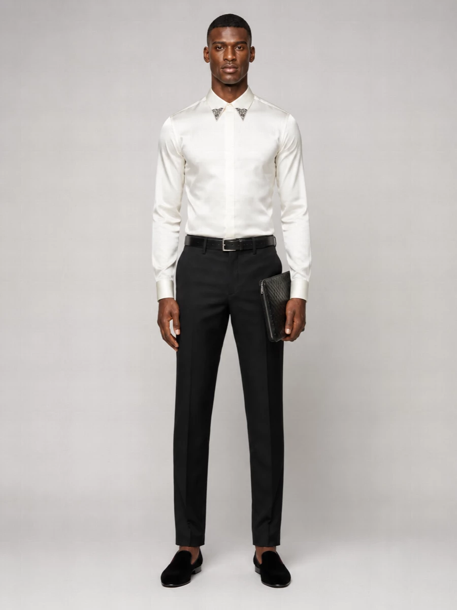 Versace embroidered cotton poplin shirt