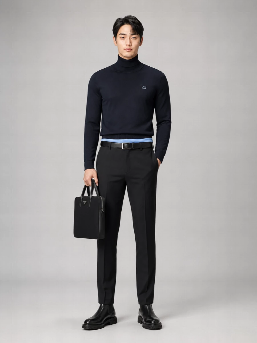 Off-White Virgin Wool Straight-Leg Trousers