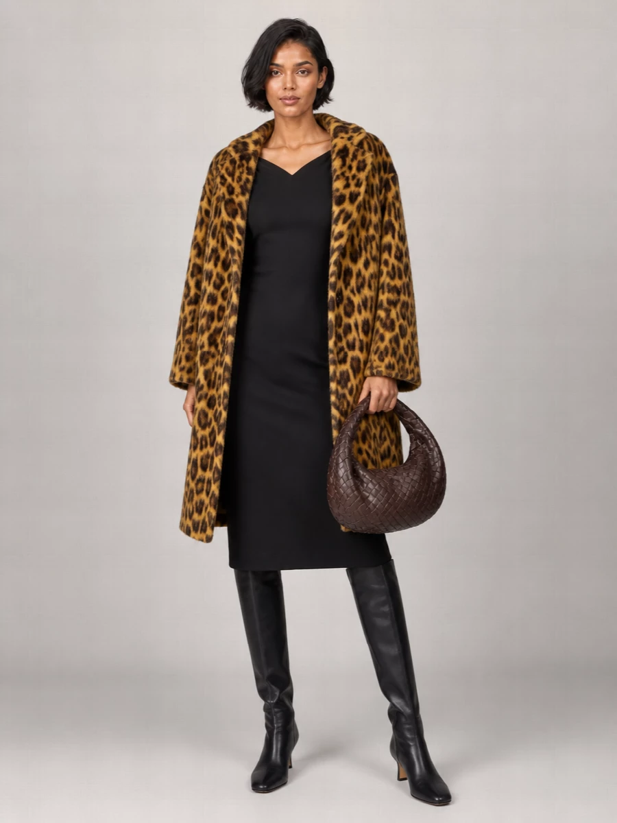 Bottega Veneta Silk Blend Leopard Print Oversized Coat