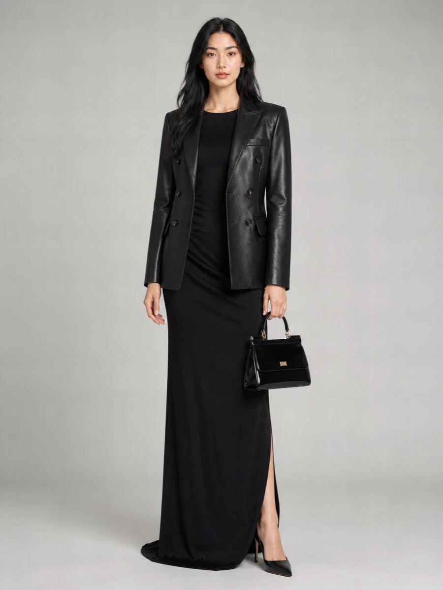 Giuseppe Di Morabito Leather Double-Breasted Slim-Fit Coat