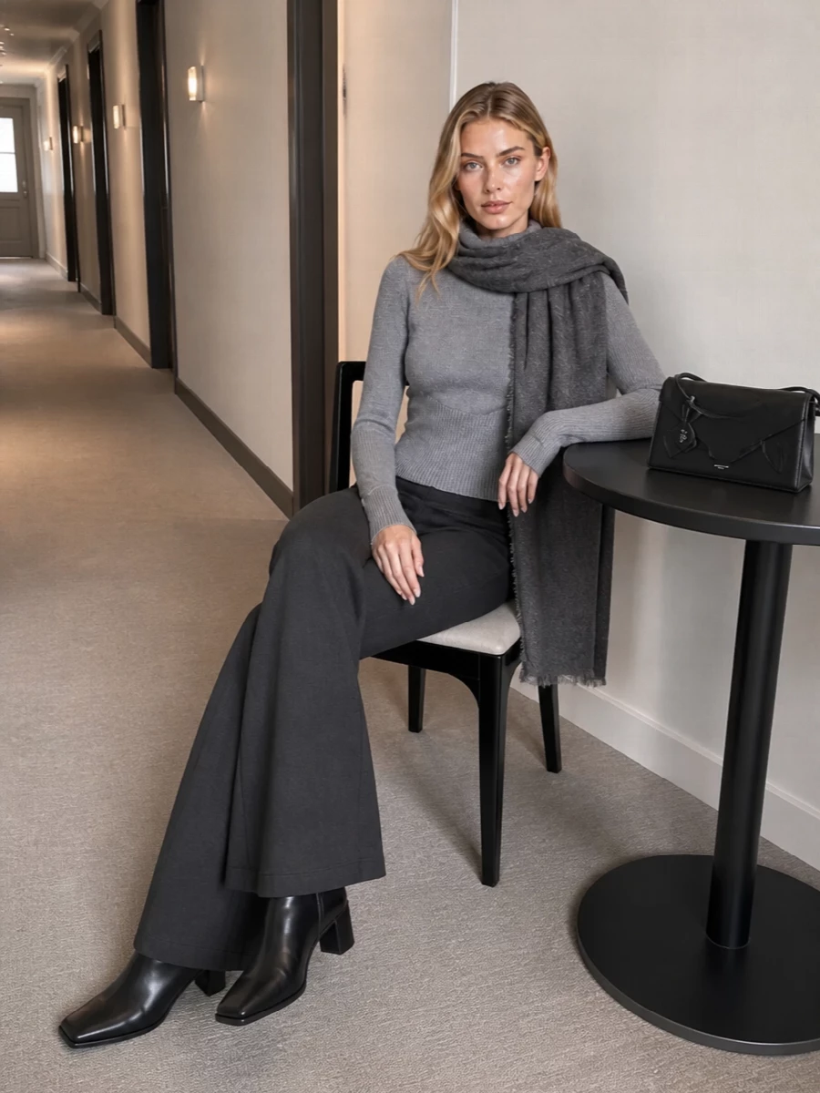 Alaia charcoal knit trousers grey turtleneck
