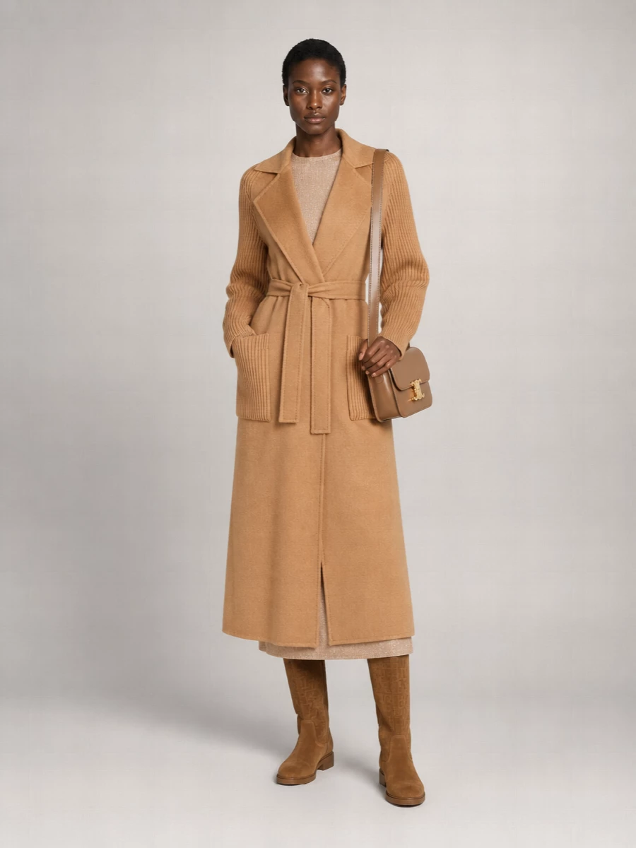 Max Mara Wrap Coat With Belt And Pockets
