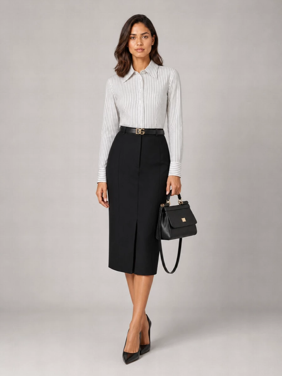 Dolce&Gabbana Wool High-Rise Midi Pencil Skirt