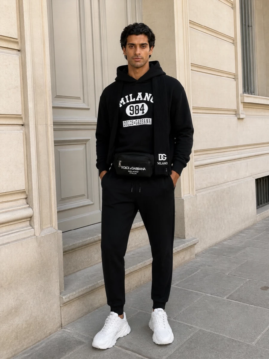 Dolce gabbana milano hoodie black joggers sneakers