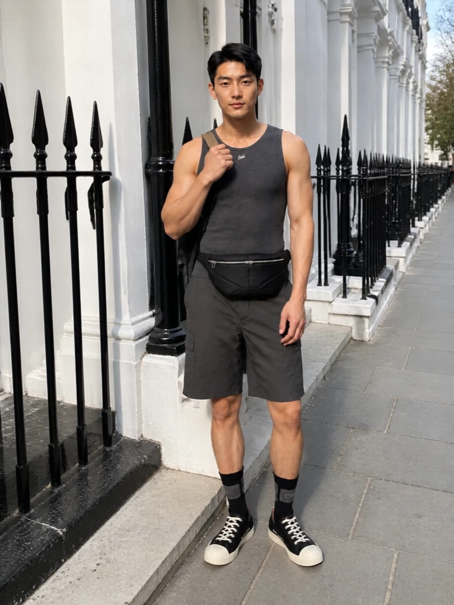 Erl tank gr10k shorts rick owens sneakers
