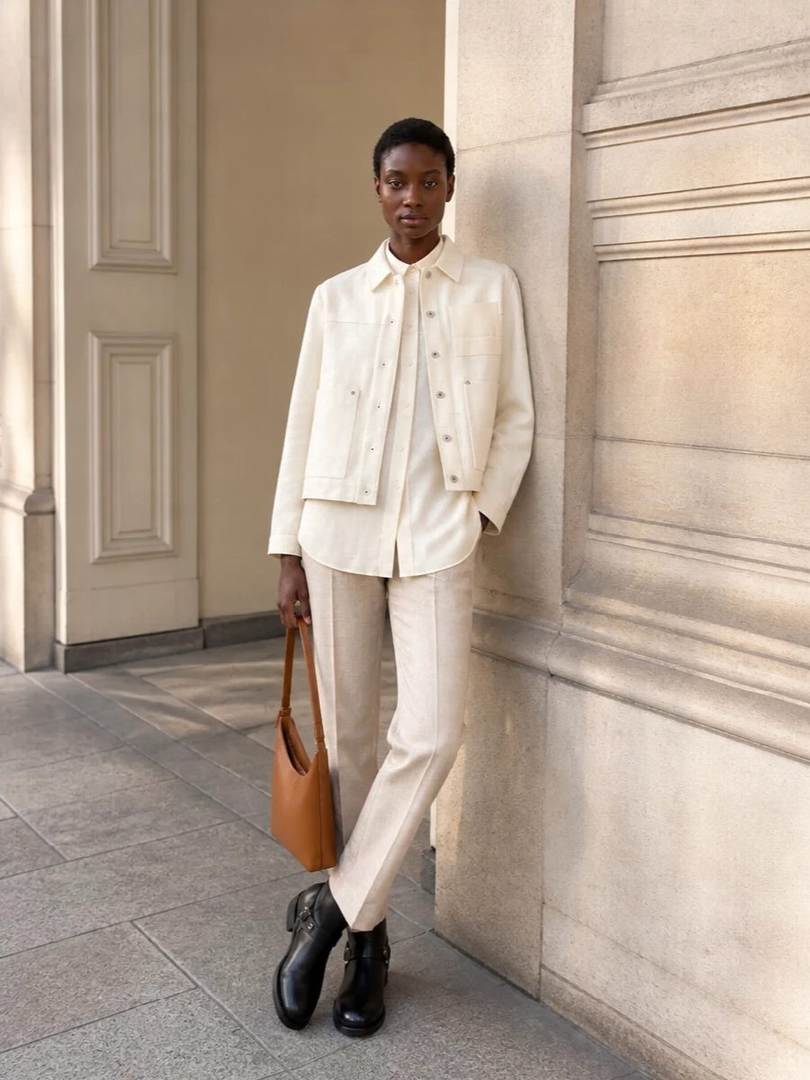 Loewe workwear jacket beige jacquemus trousers