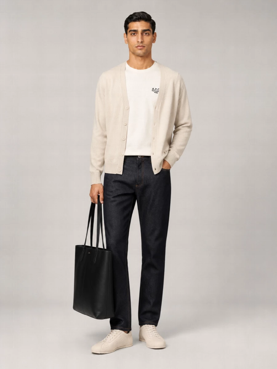A.p.c. Wool V-Neck Ribbed Cardigan