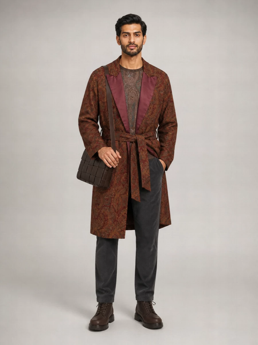 Etro silk-blend belted paisley-jacquard robe coat