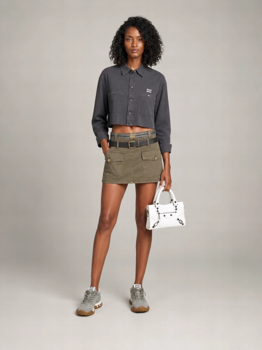 Miu Miu Leather Lace-Up Sneakers