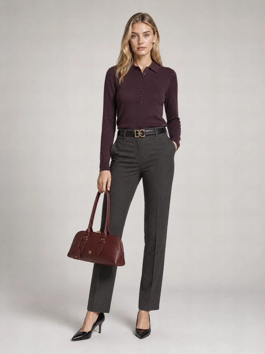 Pinko Wool Fine-Knit Polo Top