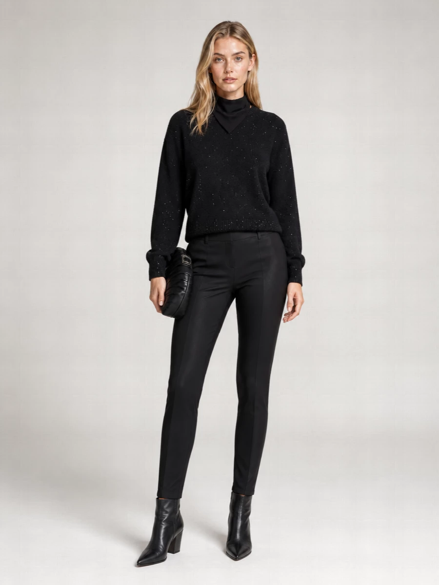 Brunello Cucinelli Cashmere Silk Sequin Appliqué Crew Neck Long-Sleeve Sweater