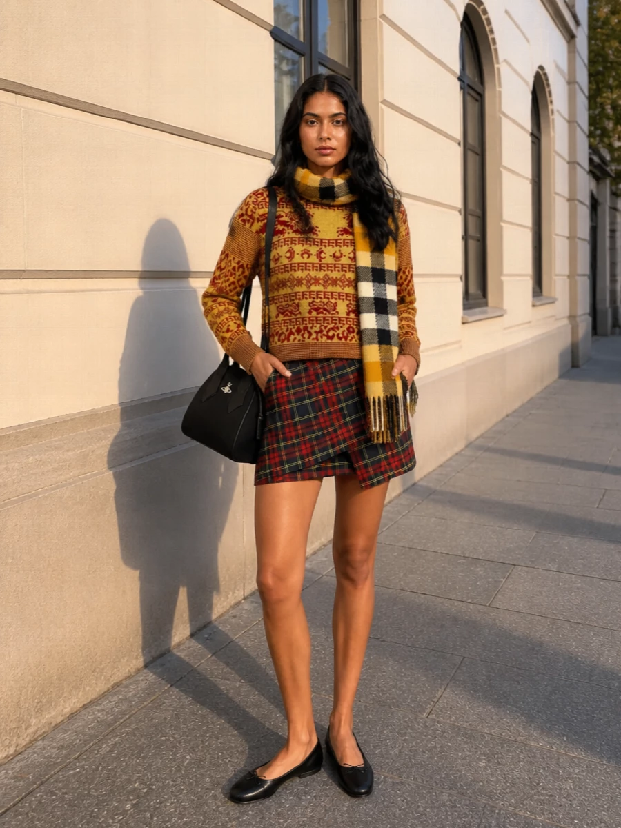 Vivienne westwood sweater tartan mini outfit