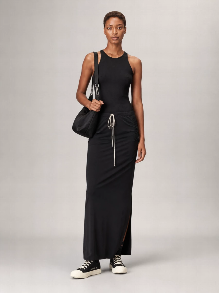 Rick Owens Silk Blend Ribbed Halterneck Tank Top