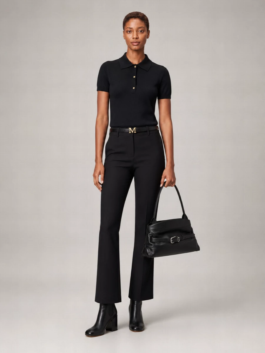S Max Mara Silk Cashmere Knit Polo Shirt