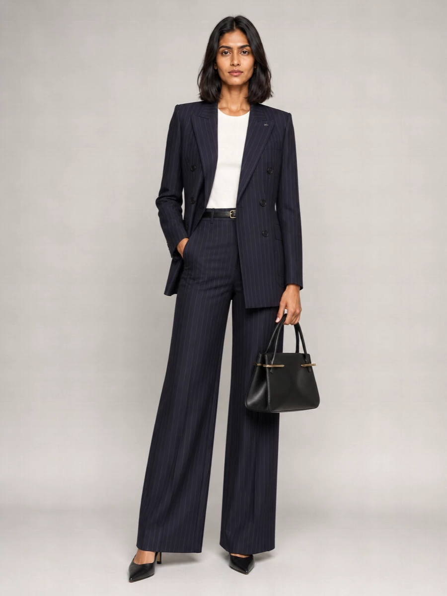 Givenchy Striped Pleated Wool Suit Trousers