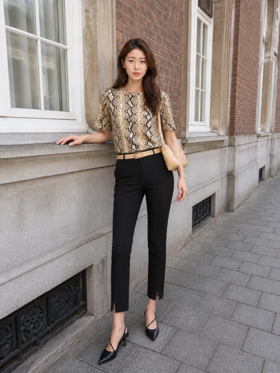 Jil sander snake tee black tailored trousers