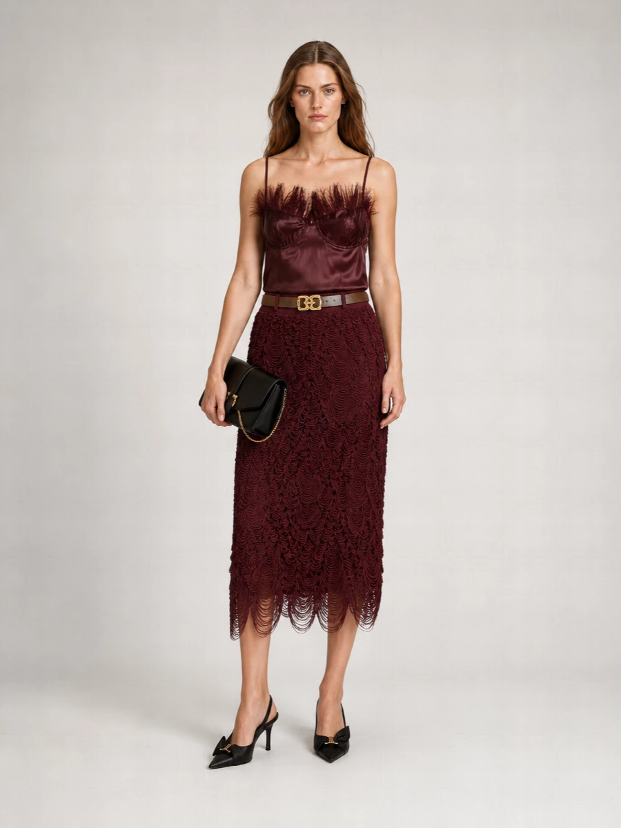Ferragamo Silk Blend Fitted Skirt
