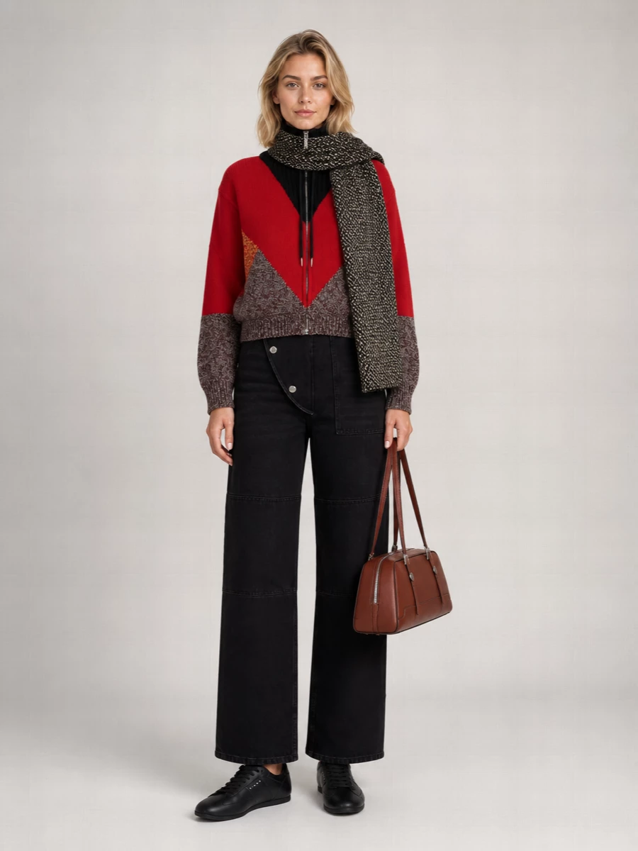 Marni Cashmere Wool Ribbed High Neck Relaxed-Fit Zip-Up Jacket