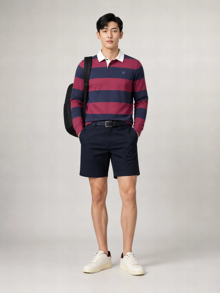 Timberland Striped Long-Sleeve Polo Shirt