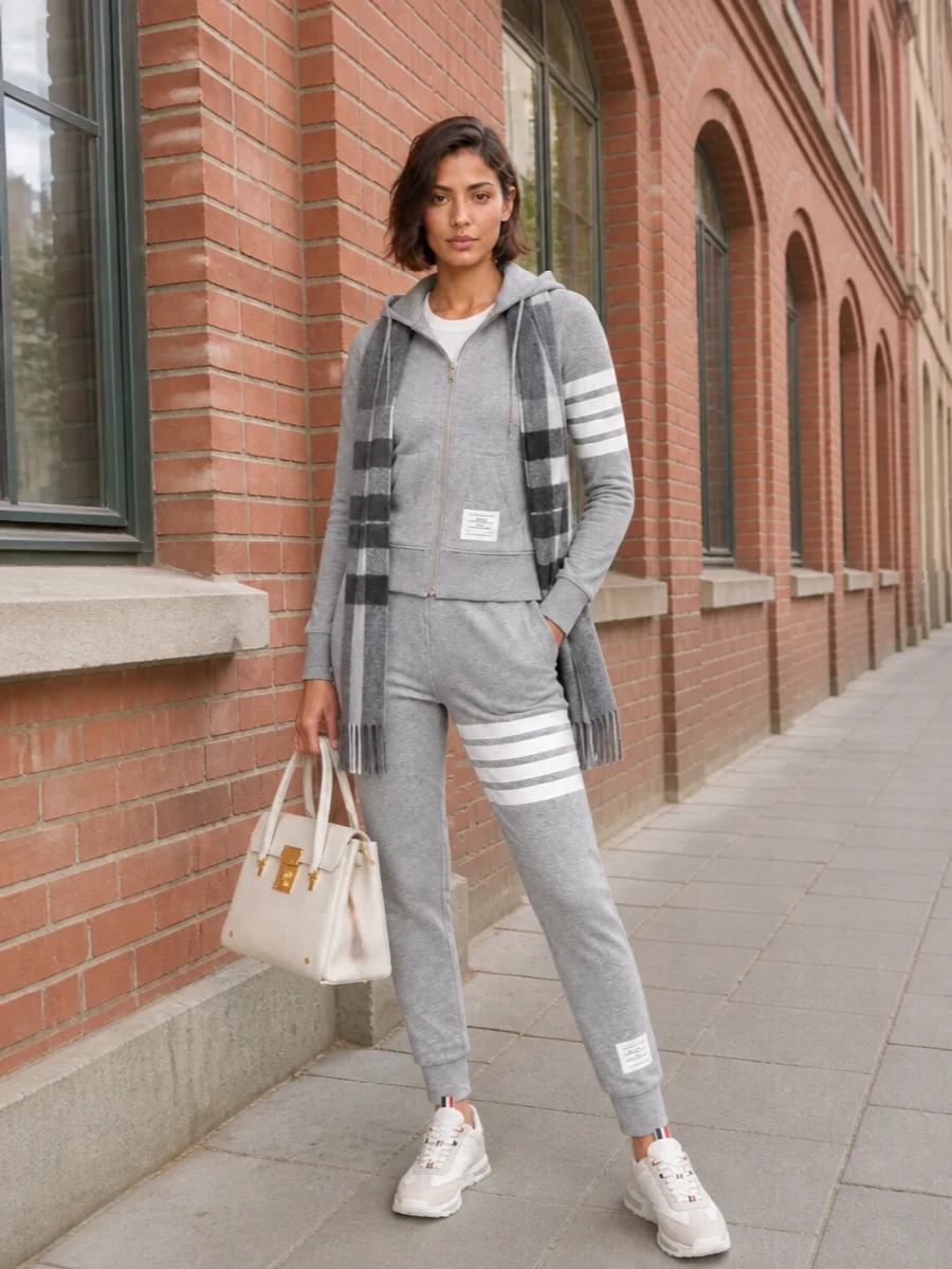 Thom browne grey hoodie joggers sneakers set