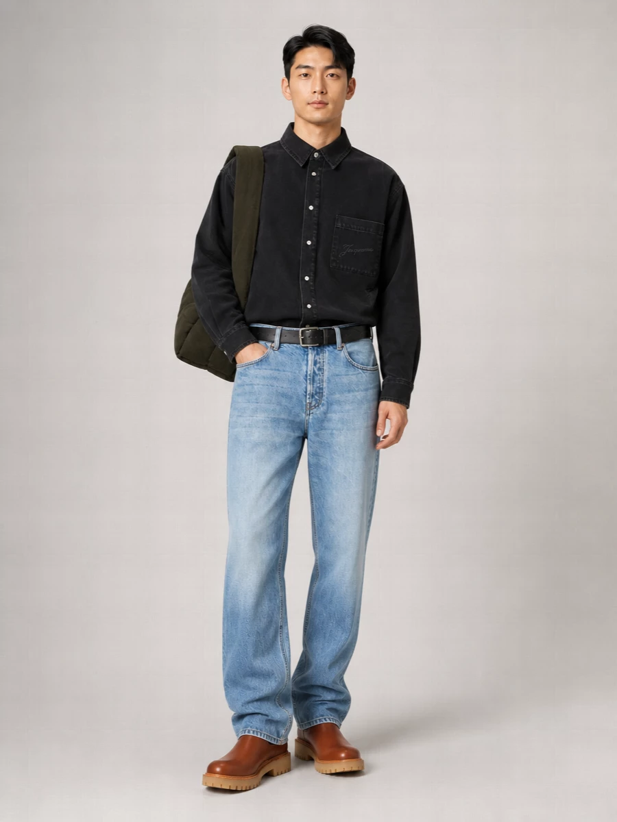 Jacquemus Denim Mid-Rise Straight-Leg Jeans