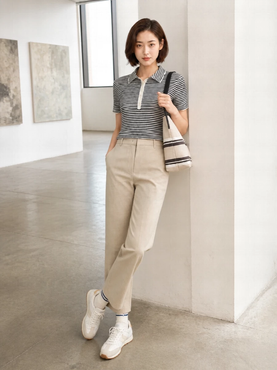 Paul smith striped polo beige trousers outfit