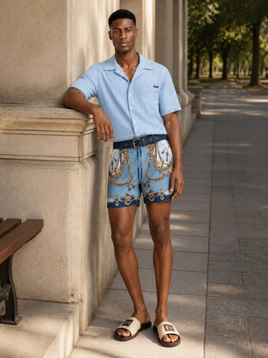 Dolce gabbana nautical swim shorts striped shirt