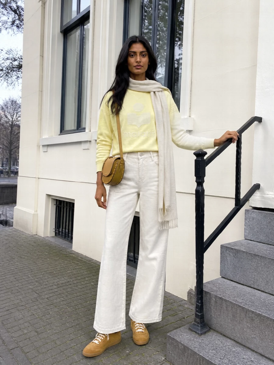 Isabel marant pastel sweater ivory wide leg pants