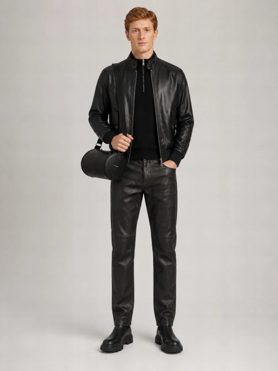 Baracuta Leather Harrington Jacket