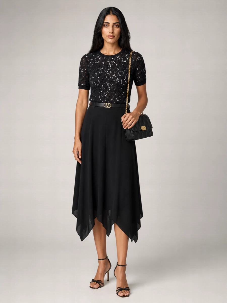 Valentino Garavani Lace Short-Sleeve Slim-Fit Sweater