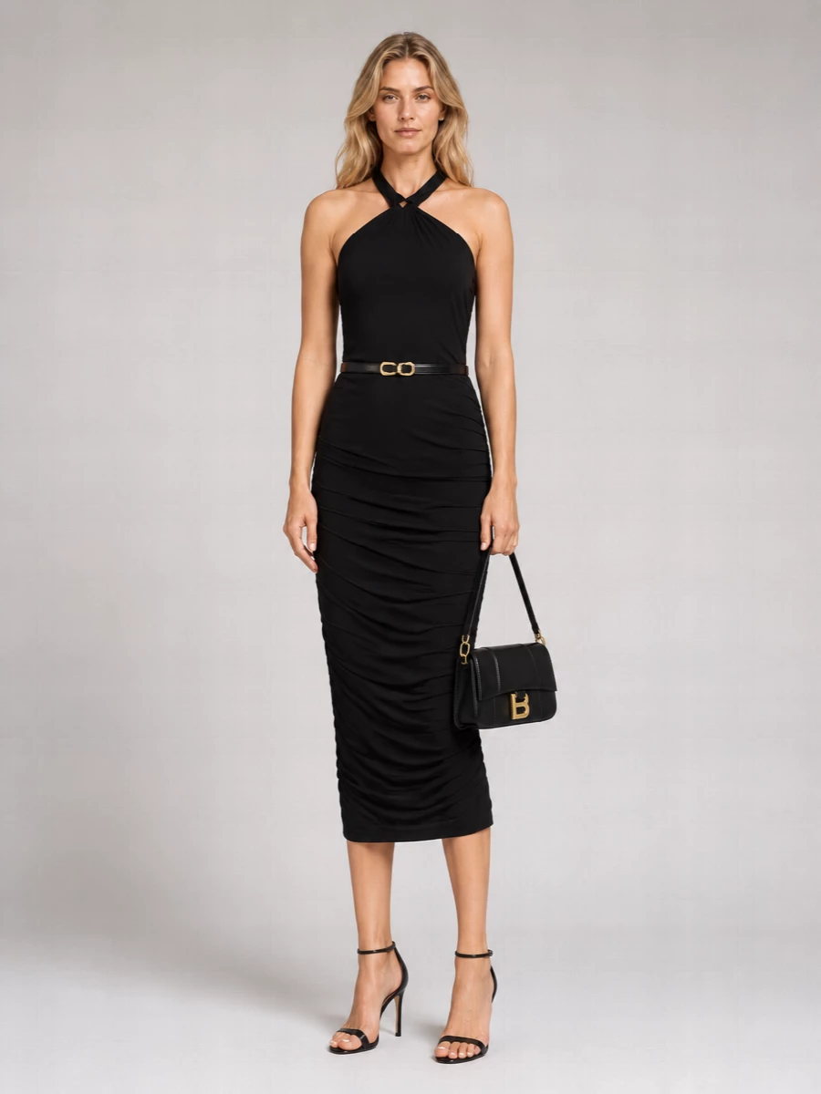Isabel Marant Asymmetric Ruched Knot Midi Dress