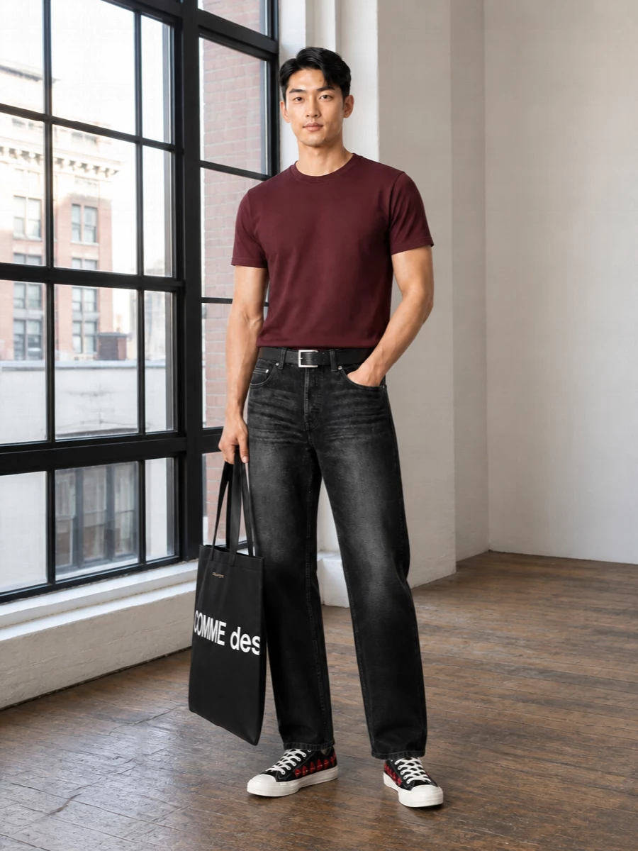 Comme des garcons tee apc black jeans outfit